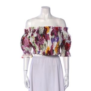 Dolce & Gabbana Floral Print Off-The-Shoulder Crop Top